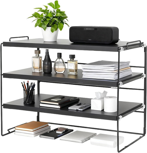 3-Tier Desktop Shelf Organiser – Adjustable Tabletop Storage Rack