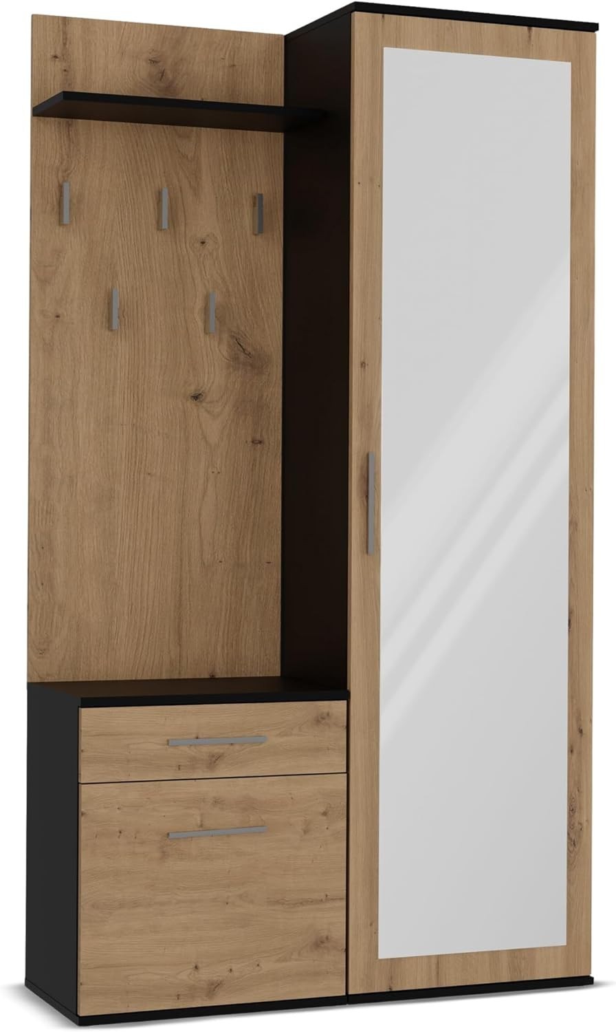 Modern Hallway Wardrobe with Shoe Storage, Hooks & Drawers, 180cm Tall