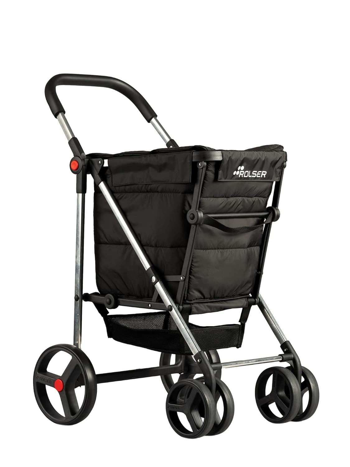 4 Wheel Foldable Shopping Trolley Large Capacity Ergonomic Design Black