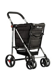 4 Wheel Foldable Shopping Trolley Large Capacity Ergonomic Design Black