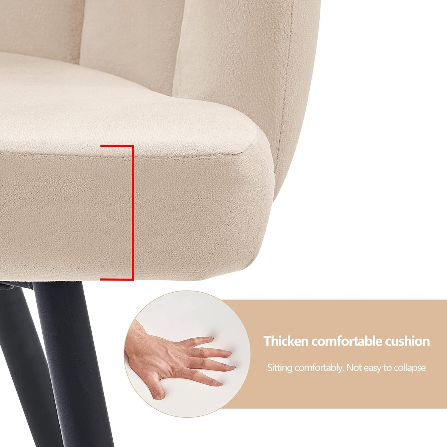 Cream Velvet Dining Chair Petal Back Modern Armchair Metal Legs