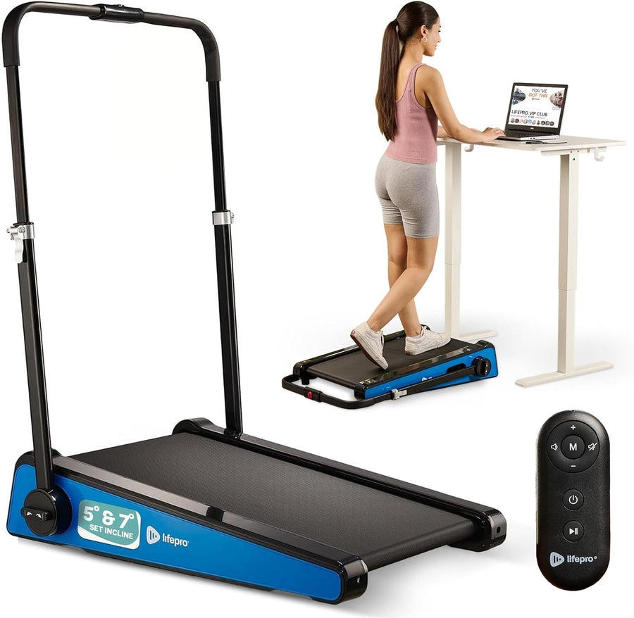 Compact Under Desk Walking Pad Mini Treadmill with 2-Stage Incline