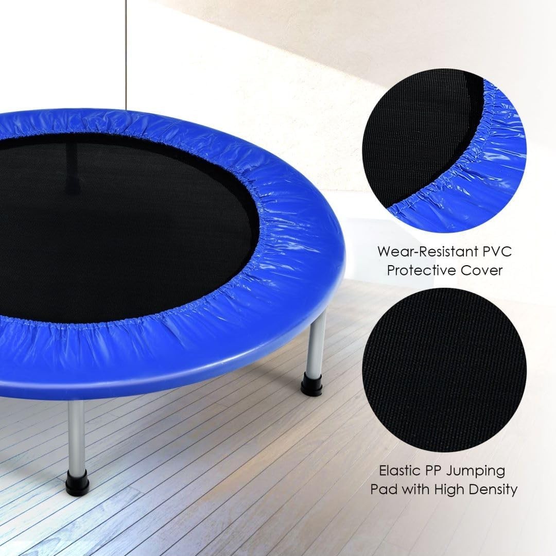 38'' Mini Trampoline Foldable Fitness Rebounder Indoor Outdoor 150KG