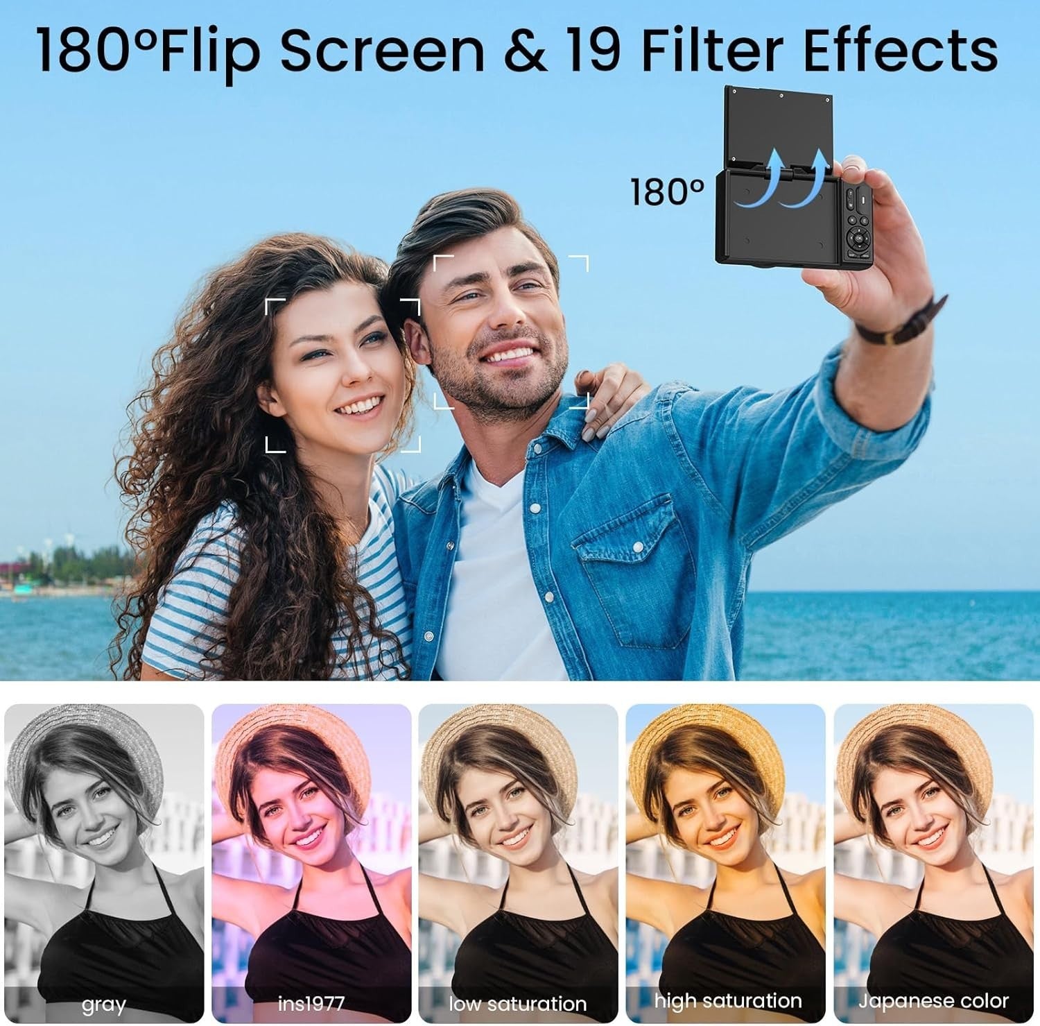 5K 75MP Digital Camera WiFi Vlogging Camera Flip Screen 64GB