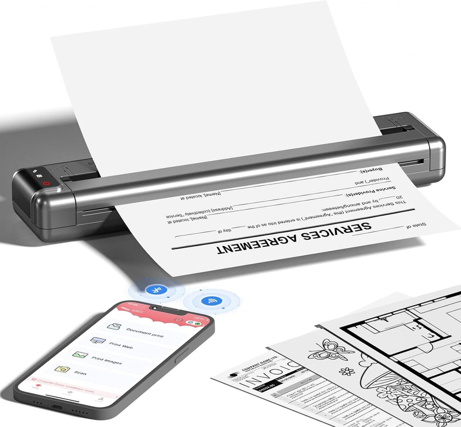 A4 Portable Wireless Thermal Printer 300DPI Black