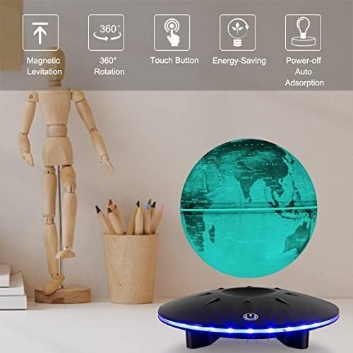 Levitating Globe 7 Colors, Magnetic Floating 6" Rotating World Map Lamp