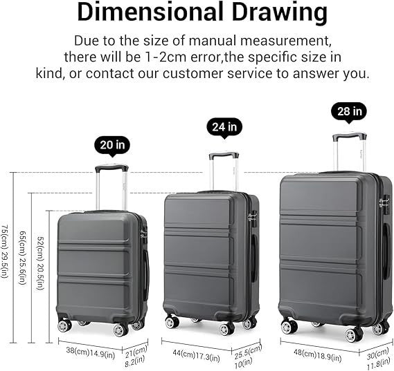 Travel Check-In Case 24” ABS+PC Hard Shell Spinner with TSA Lock
