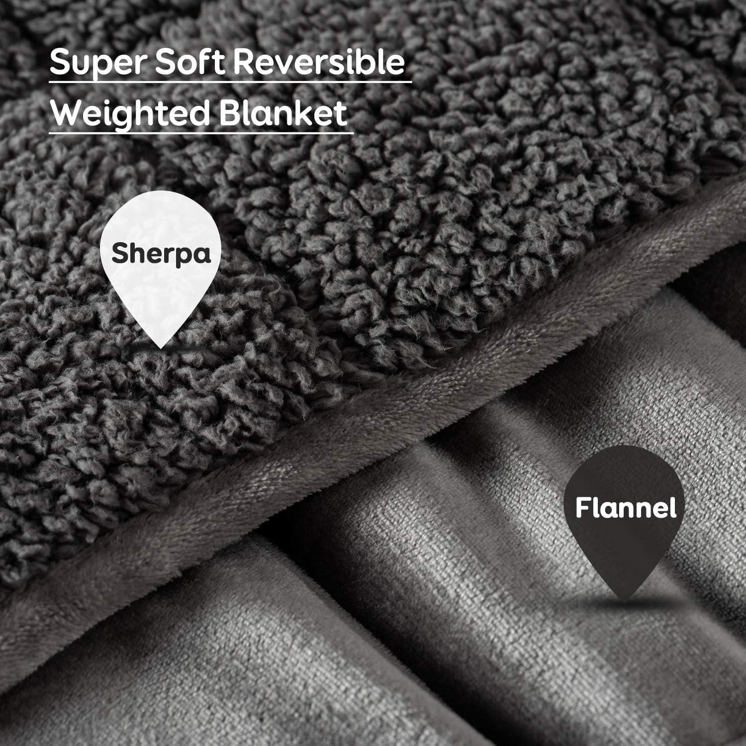 Sherpa Fleece Weighted Blanket Grey 7kg 150x200cm Queen Cozy Comfort