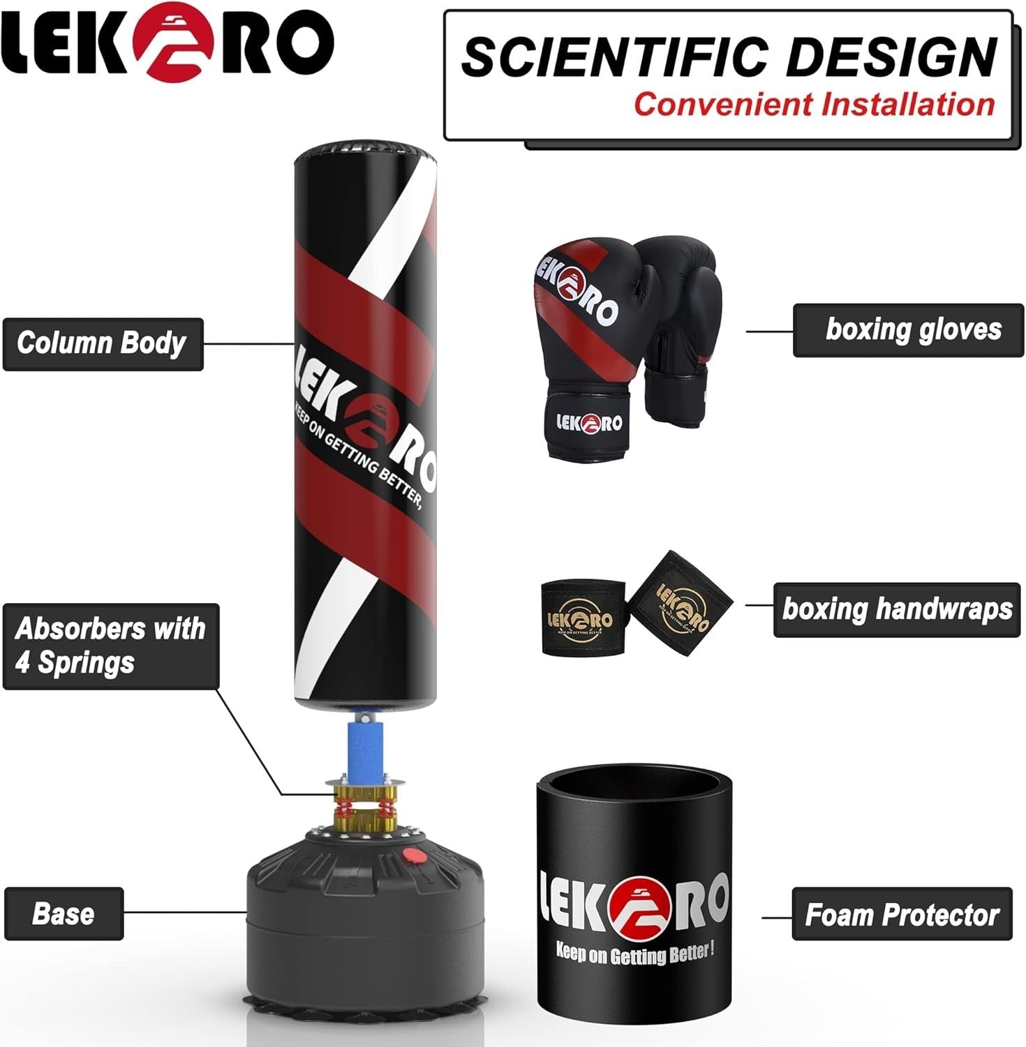 Standing Boxing Punch Bag With Gloves Heavy Duty MMA Kick Training