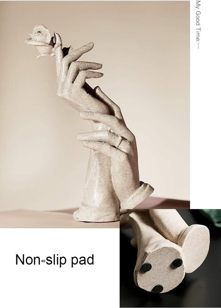 Romantic Grey Hand-in-Hand Sculpture • Resin Couple Ornament • Elegant Gift