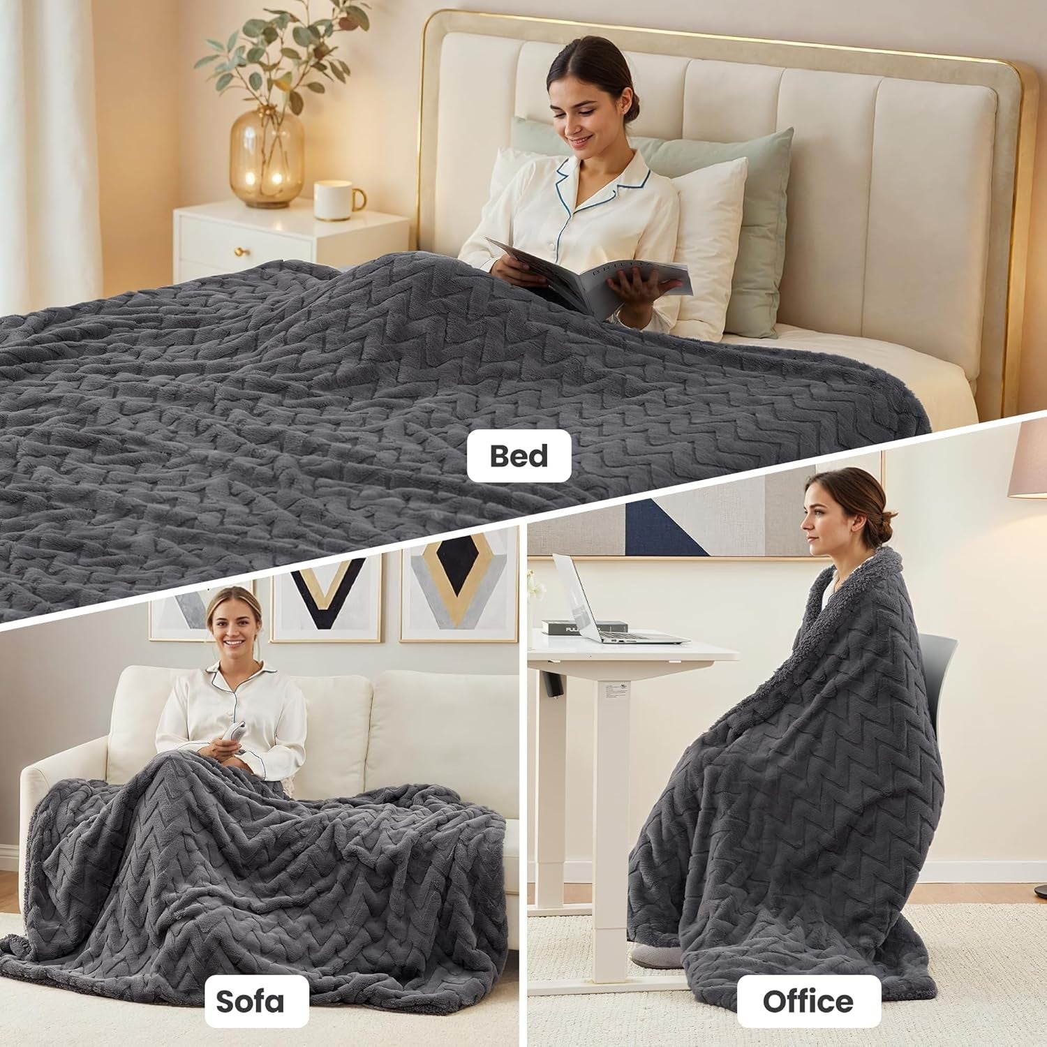 Electric Heated Throw Blanket 130x180cm Soft Fleece 4 Heat Auto Shut Off