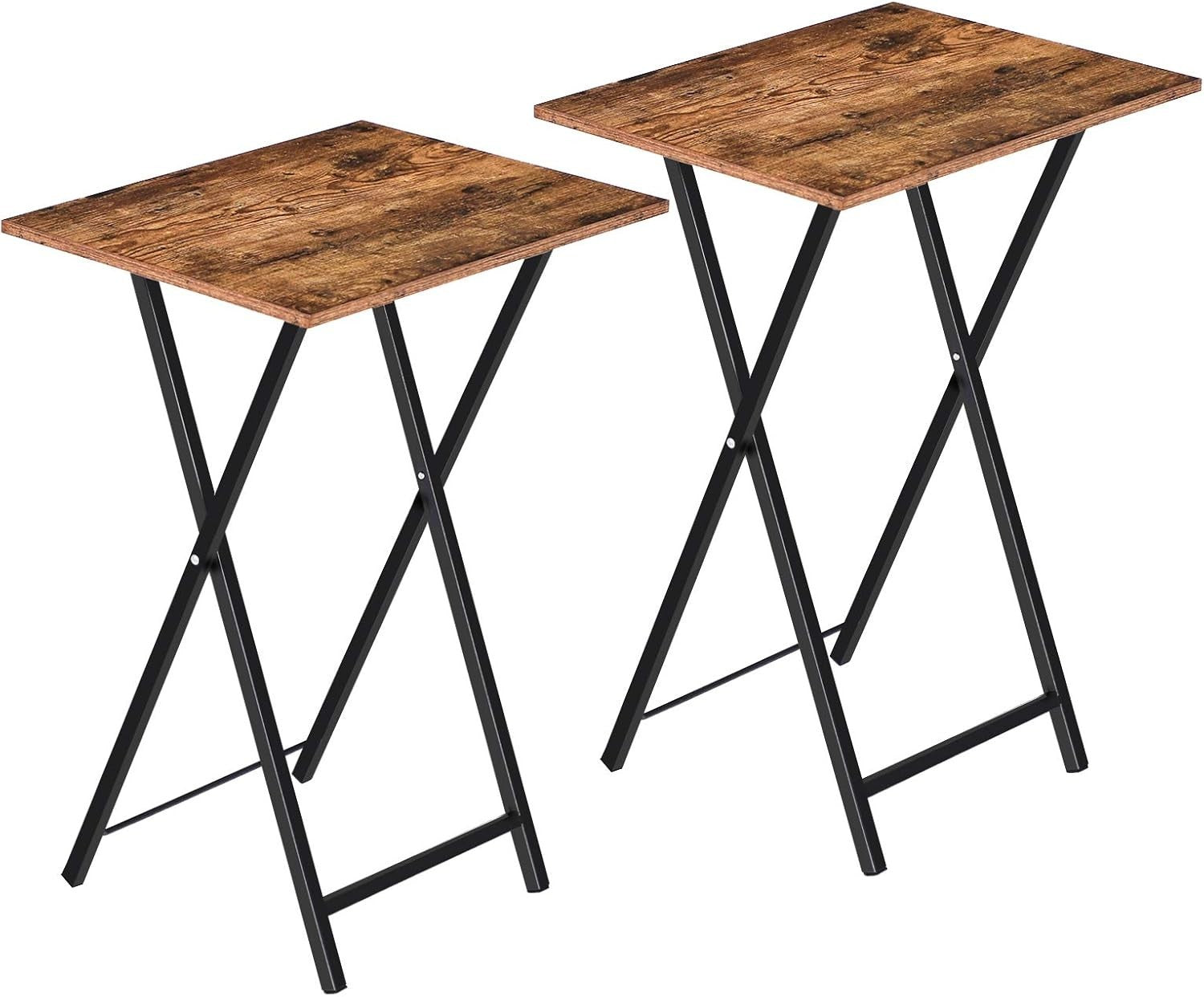 Folding Side Tables Set of 2 – Space-Saving TV Tray Snack Laptop Tables