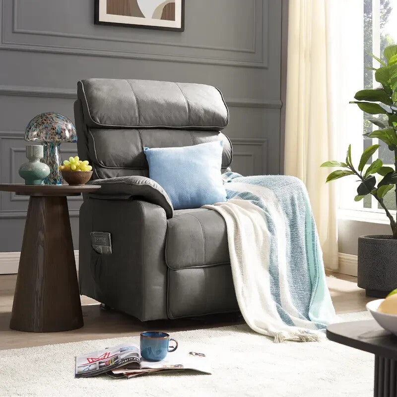 Electric Riser Recliner Chair Lift Tilt Armchair Dark Grey Air Leather