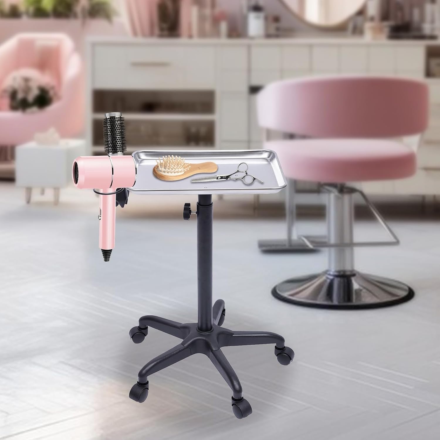 Salon Trolley Adjustable Height Rolling Tray Cart for Tattoo Beauty Spa