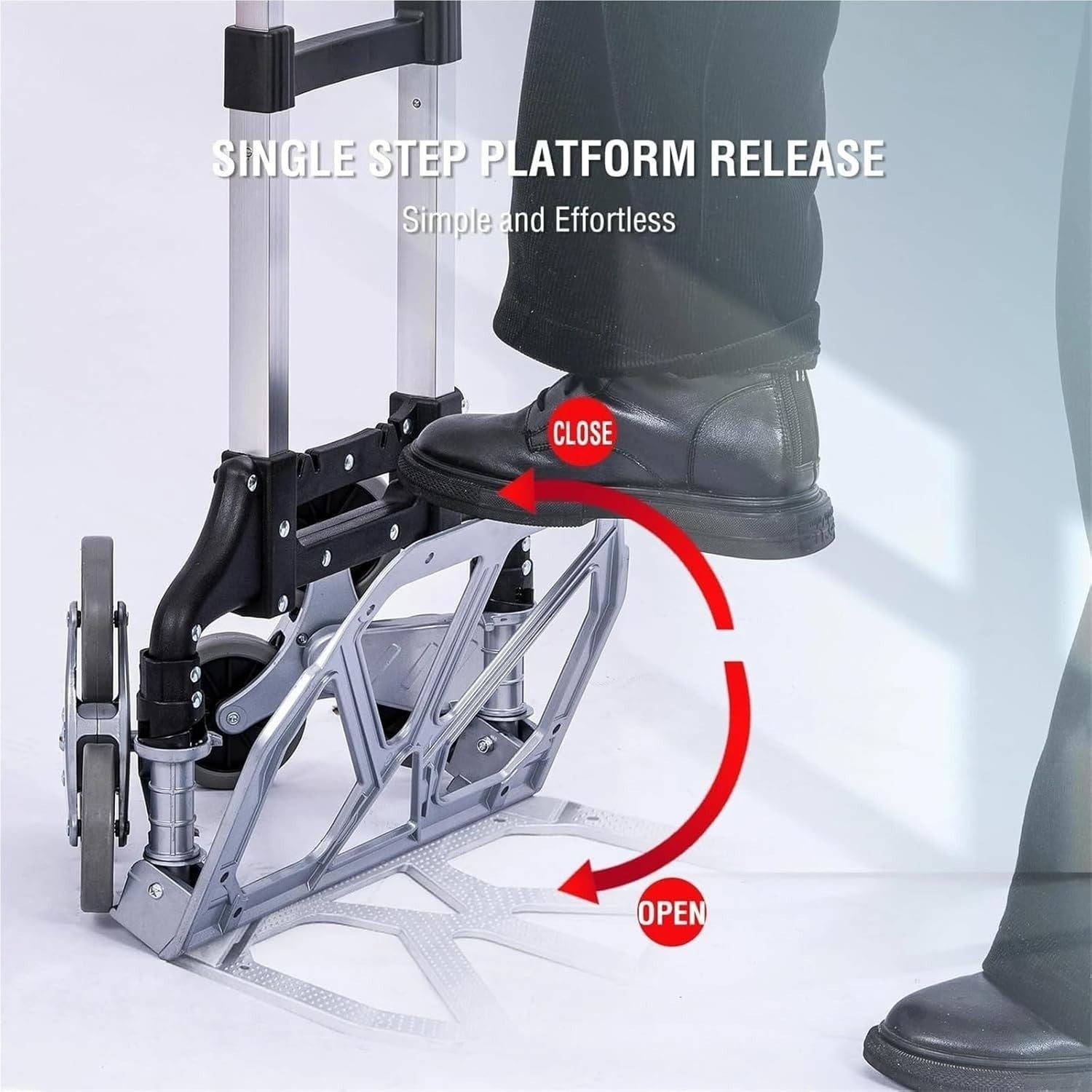 75kg Stair Climbing Hand Truck Folding Aluminium 6 Wheel Cart
