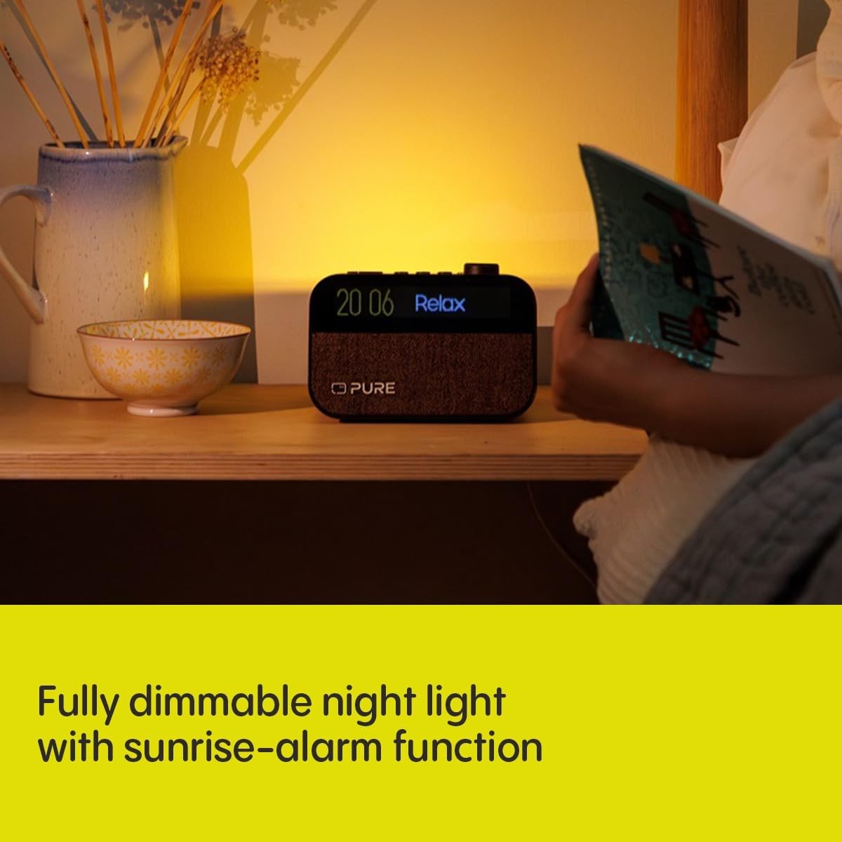 Wireless Charging Alarm Clock DAB FM Radio White Noise Wake Light Black