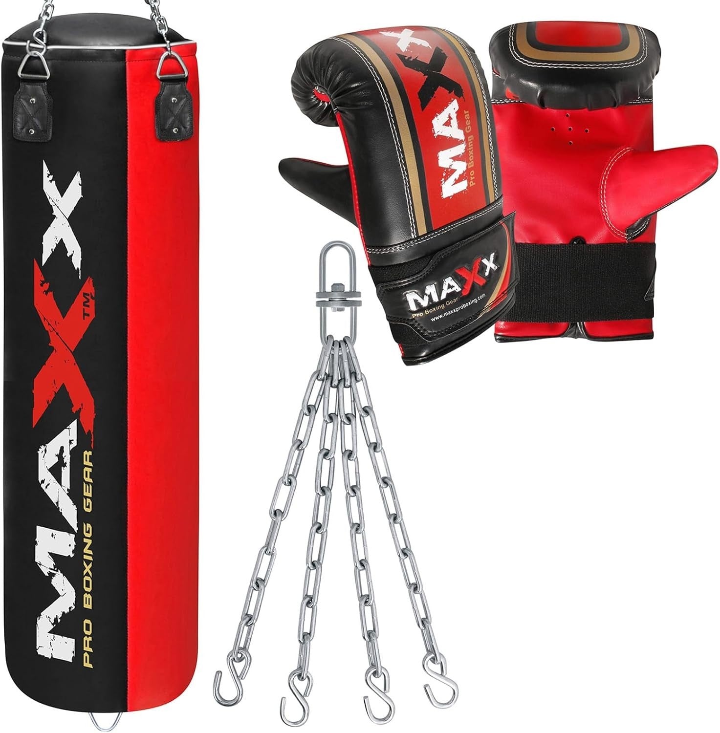 3FT Filled Hanging Boxing Punch Bag Set Heavy Duty with Chain Gloves
