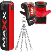 3FT Filled Hanging Boxing Punch Bag Set Heavy Duty with Chain Gloves