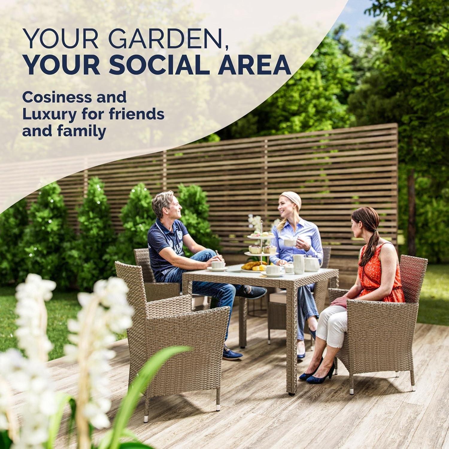 Rattan Garden Furniture Set 5pc Outdoor Patio Dining Table & 4 Chairs