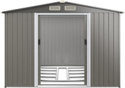 8.5x7FT Metal Garden Shed with Double Sliding Doors & Floor Foundation