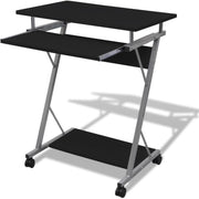 Compact Computer Desk with Wheels, Laptop & PC Work Table for Home Office Black