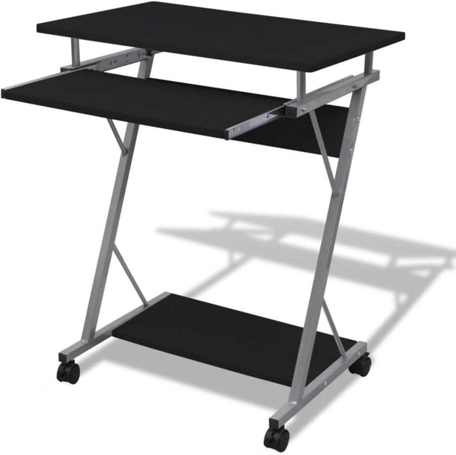 Compact Computer Desk with Wheels, Laptop & PC Work Table for Home Office Black