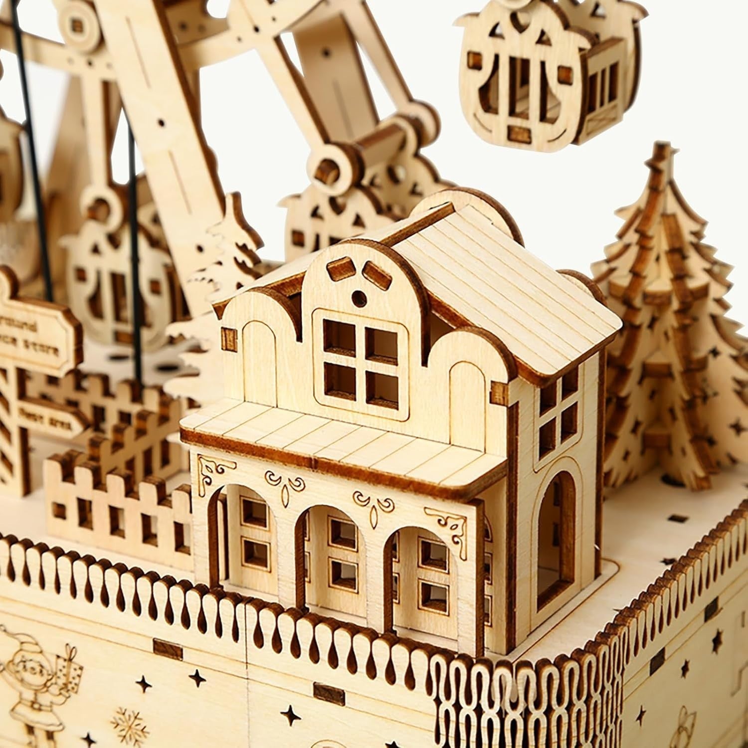 DIY Wooden Ferris Wheel Puzzle with Music Box – Mechanical Model Kit