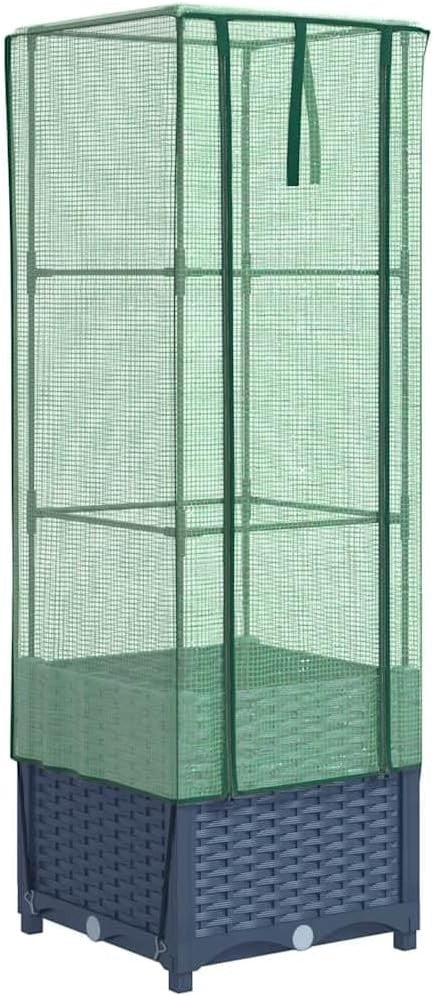 Raised Bed Planter with Greenhouse Cover 40x40x139cm | Rattan Look