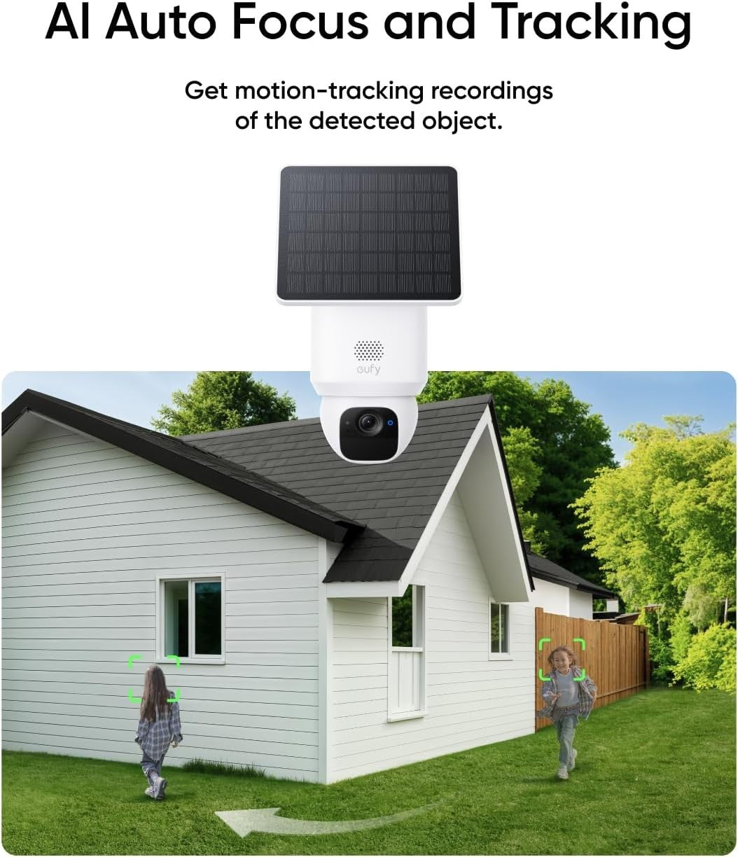 2K Solar Security Camera Outdoor Wireless 360° AI Tracking No Fee