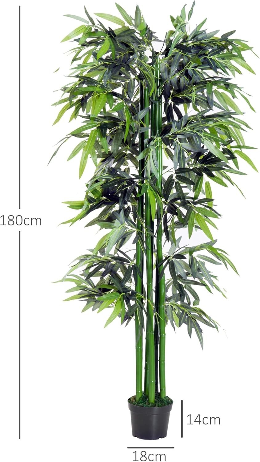 Artificial Bamboo Tree 180cm 6FT Faux Green Plant Black Potted Home Garden Decor