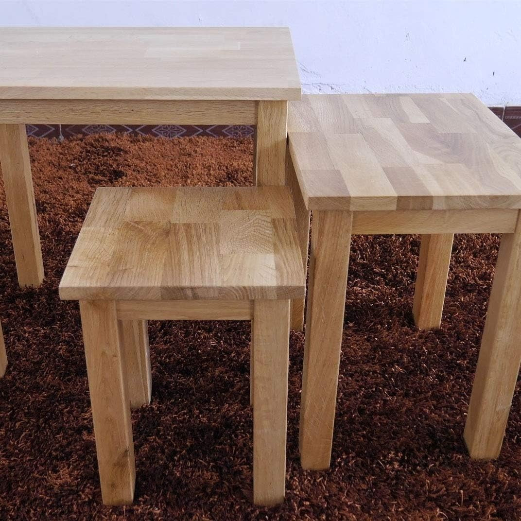 Natural Oak Wood Side Table Nightstand Bedside End Table Lacquered Finish