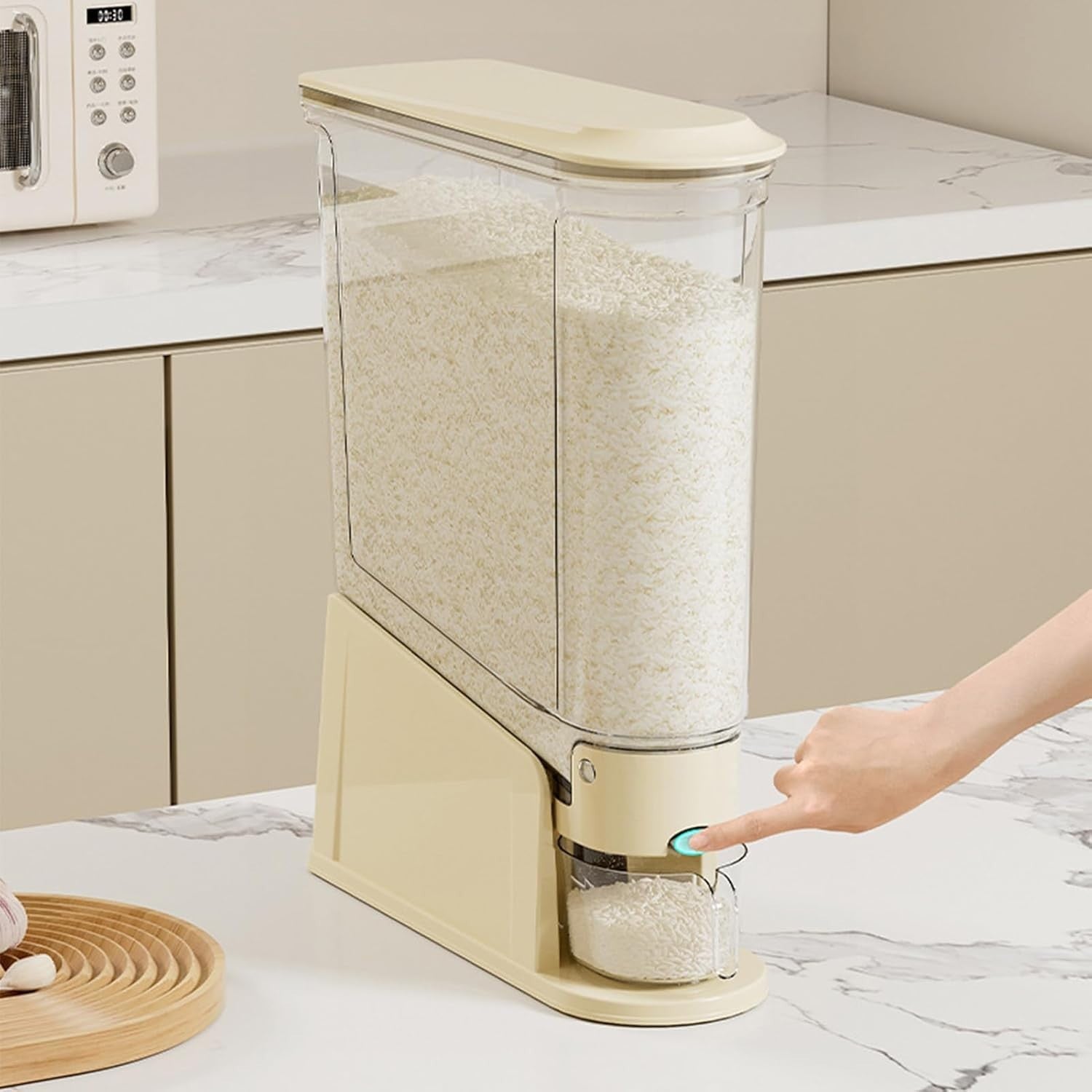Large Airtight Rice Dispenser Slim Storage Container w Cup