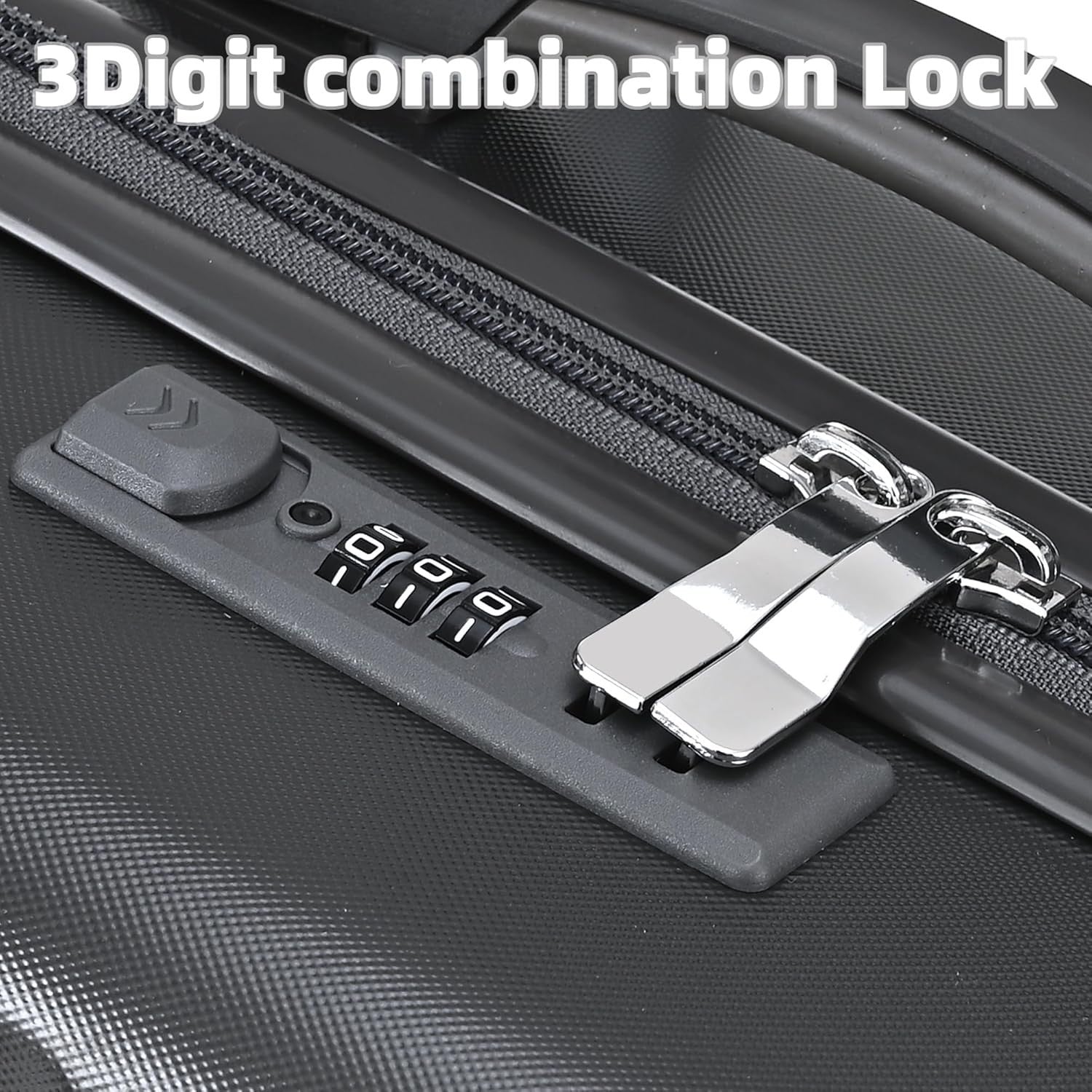 24 Inch Medium Hard Shell Suitcase PC ABS Lightweight Spinner Lock Grey