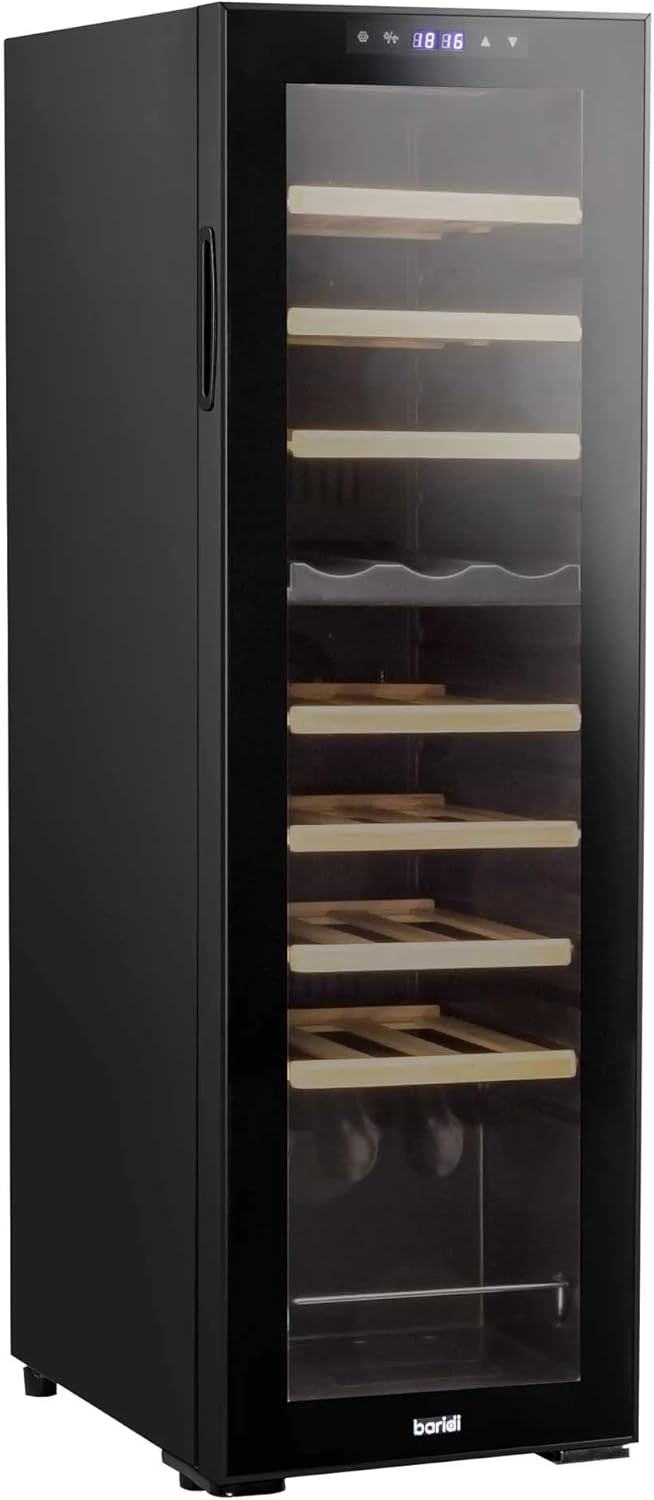27 Bottle Dual Zone Wine Cooler Fridge Touch Screen LED Glass Door Black
