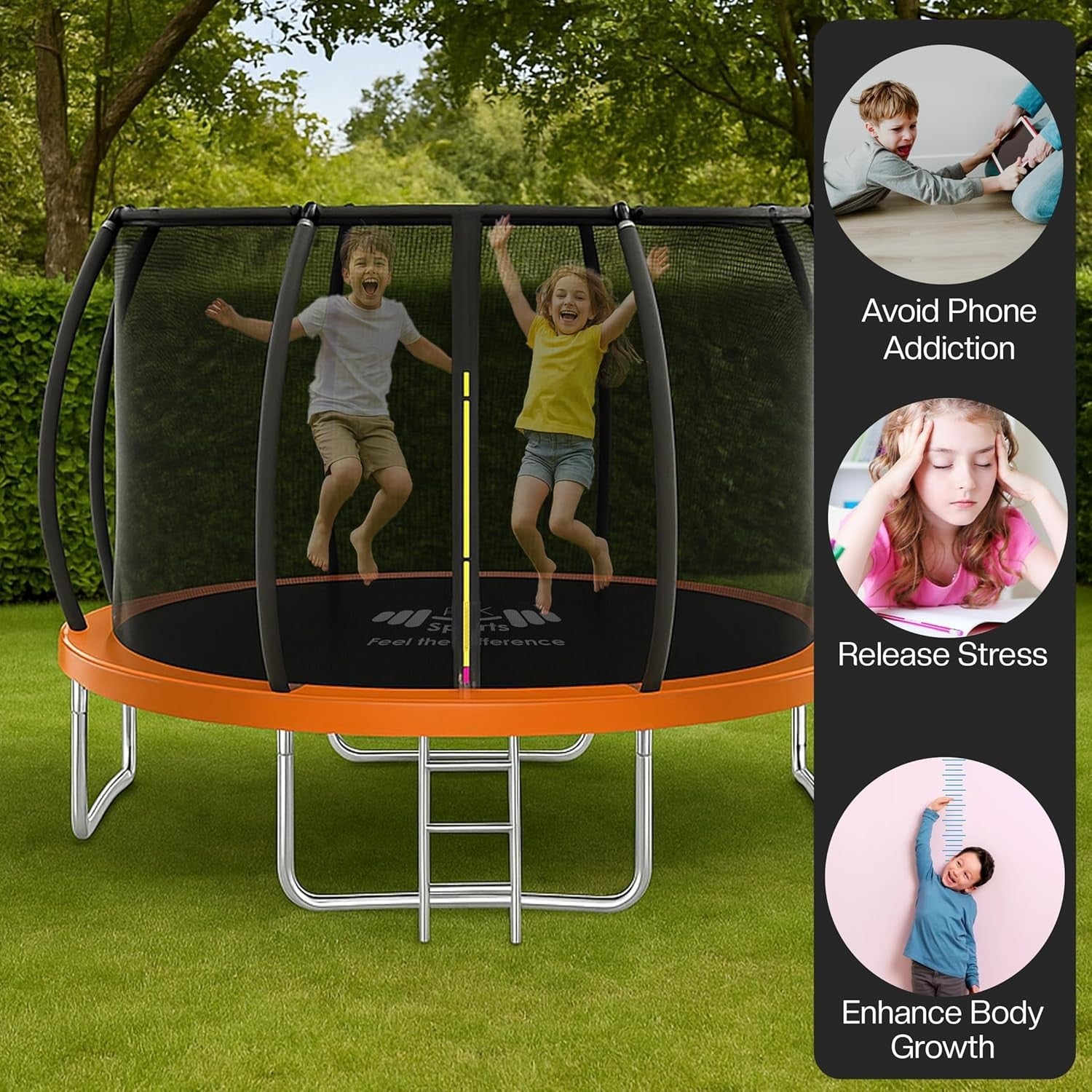 10ft Outdoor Trampoline with Safety Enclosure Ladder Heavy Duty