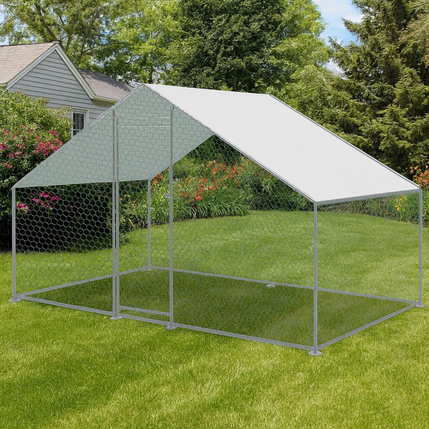 2x3m Walk In Chicken Run Metal Pet Enclosure 195cm