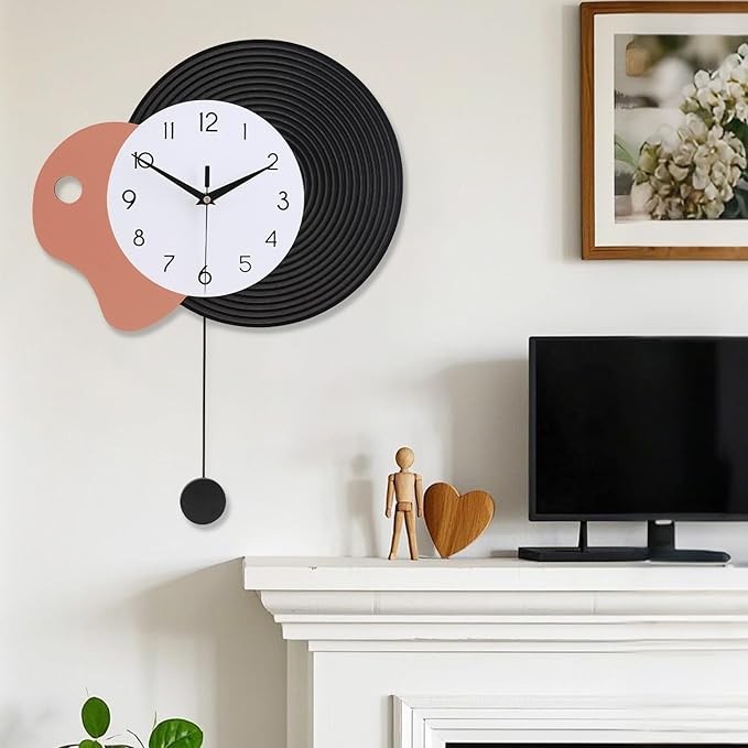 Modern Pendulum Wall Clock 35cm Silent Metal Design Minimalist Home Decor