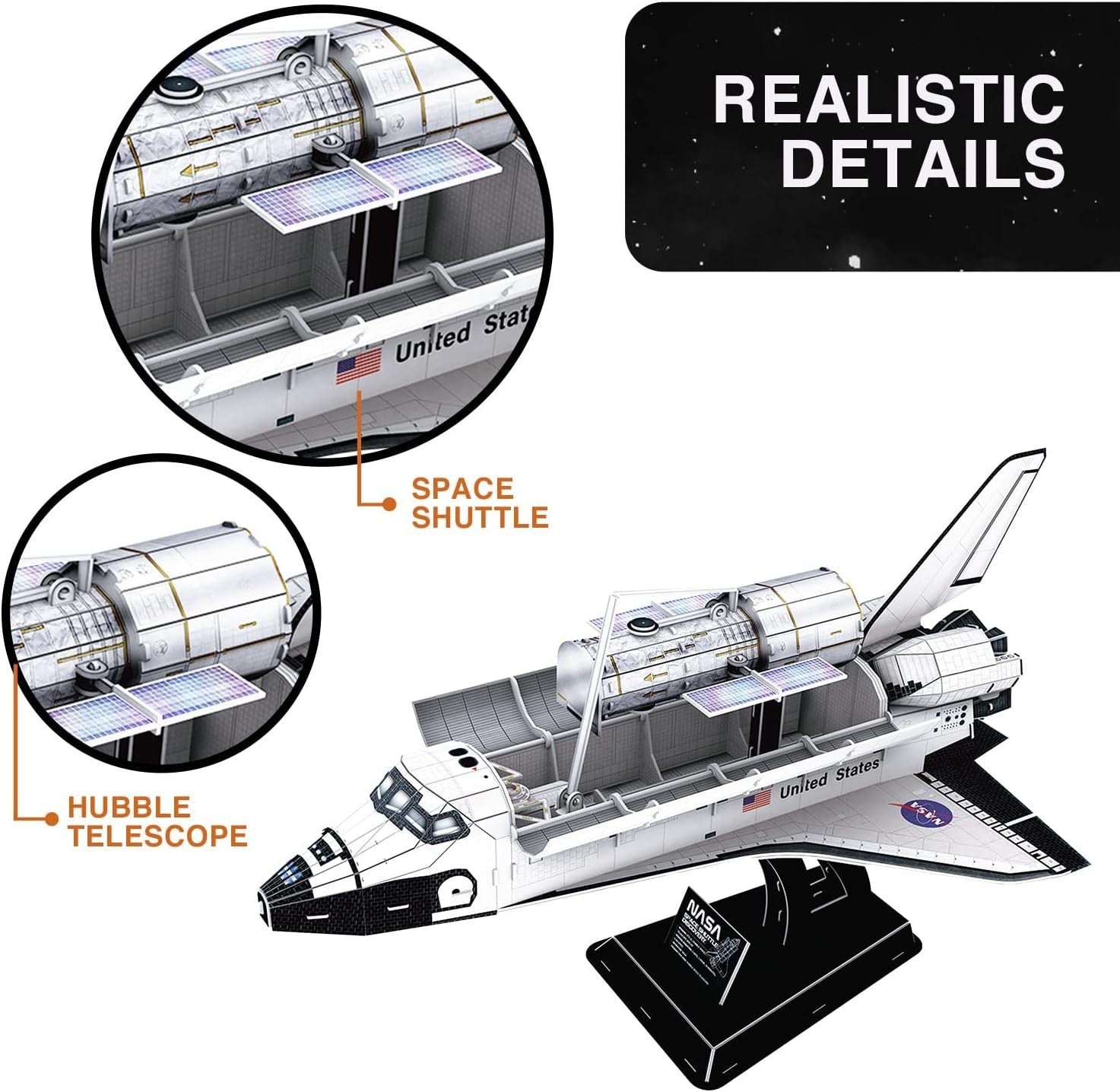 3D Space Shuttle Puzzle Model Kit - Educational, 126 Pieces, 33.5x49cm