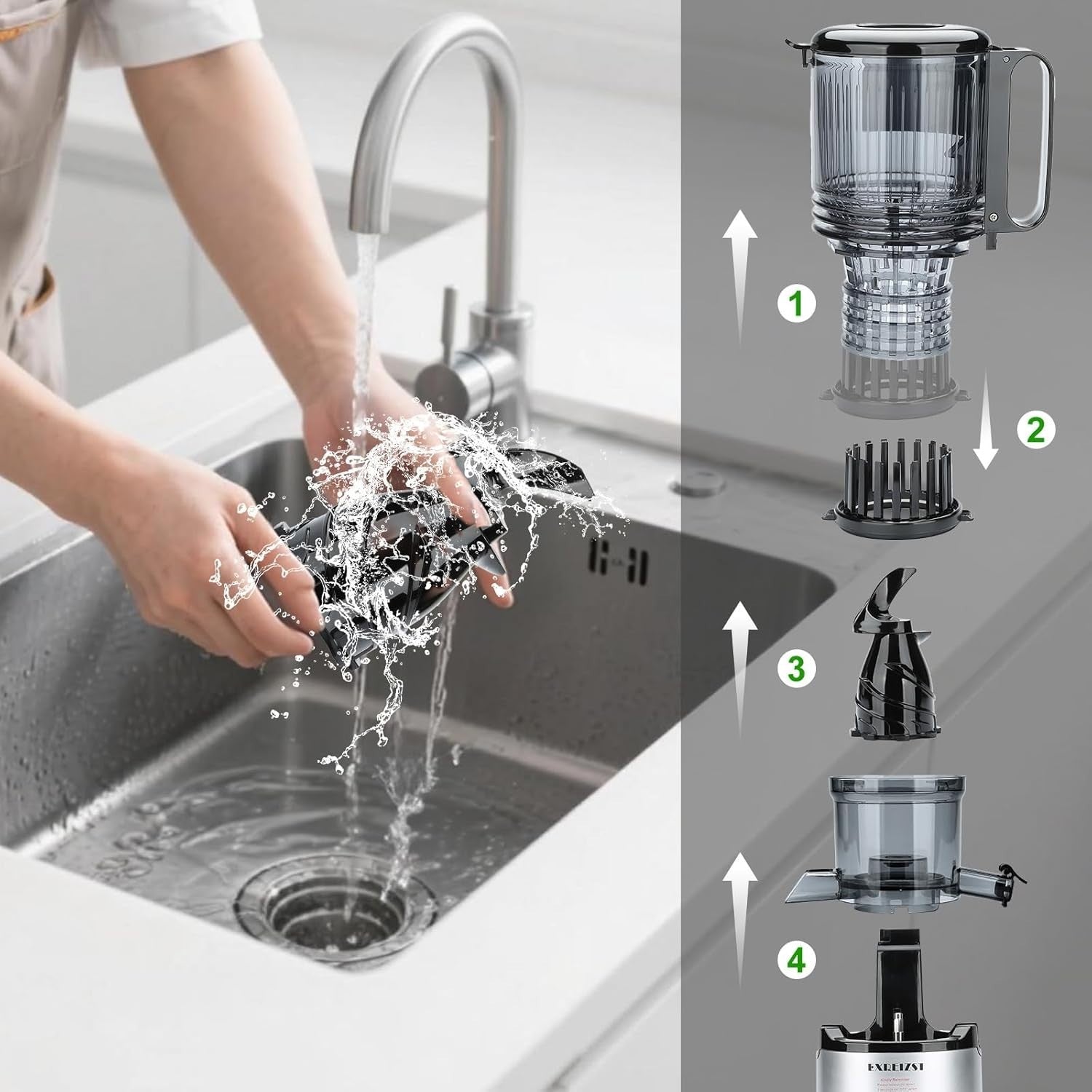 Cold Press Juicer 300W Slow Masticating Quiet High Yield Easy Clean