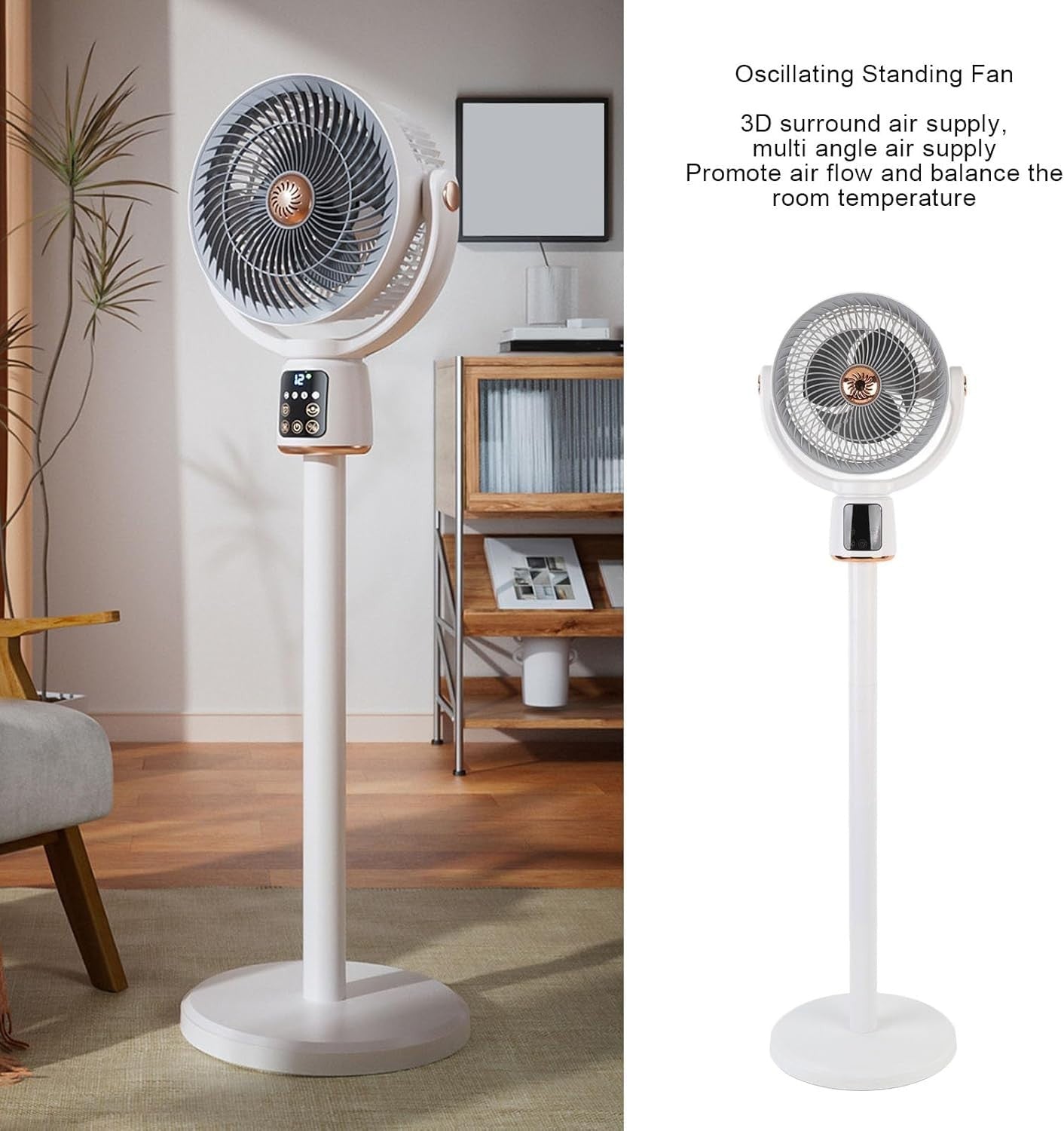 8000mAh Rechargeable Standing Fan – 12-Speed Quiet Air Circulator w Remote Timer