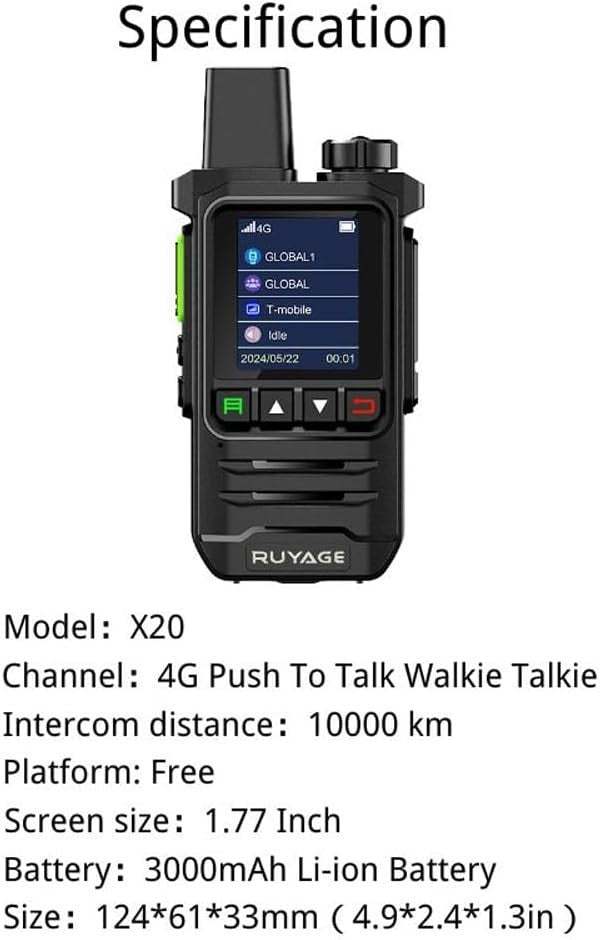 4G LTE PoC Walkie Talkies 2 Pack Unlimited Range PTT Radio SIM