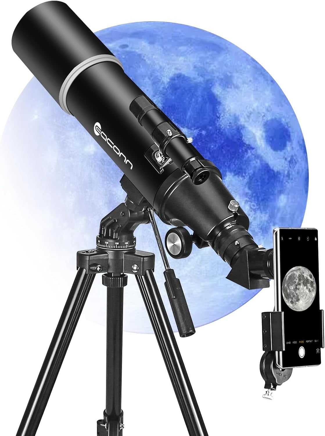 80mm Refractor Telescope for Adults & Kids, Portable Travel Astronomy Scope