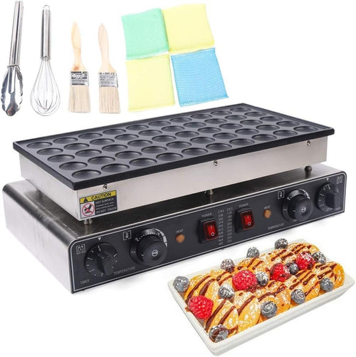Electric Mini Dutch Pancake Maker 50PCS Non-Stick Waffle Iron 1700W Fast Heating