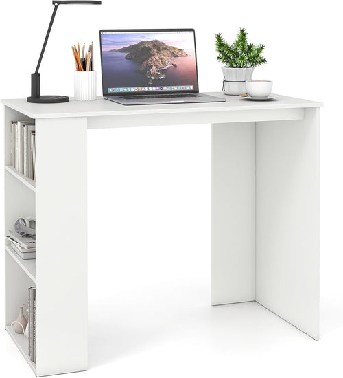 Compact Computer Desk with Bookshelf Small Space Home Office Laptop Table
