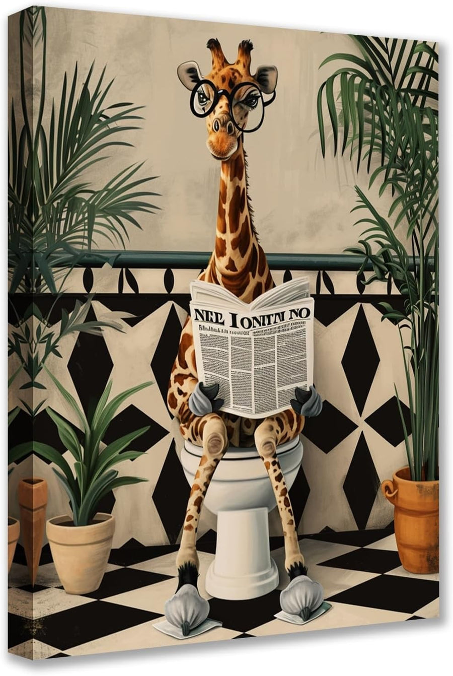 Cute Giraffe Canvas Wall Art Framed Funny Animal