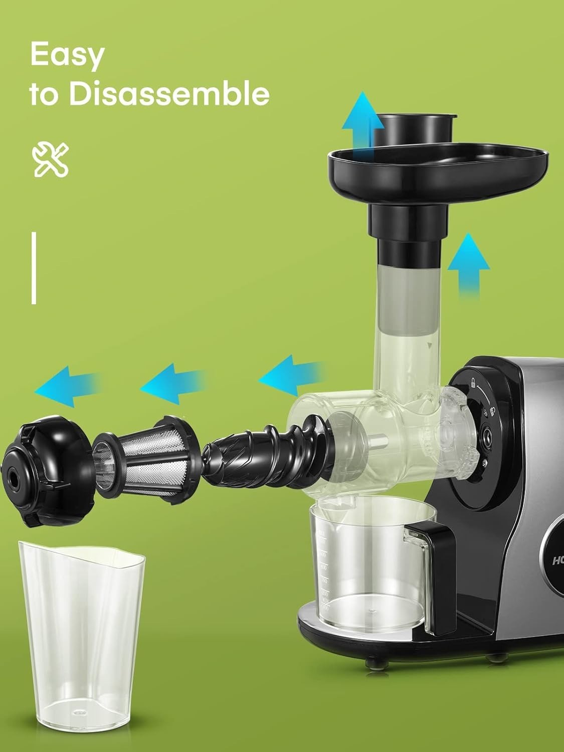 Cold Press Juicer Slow Masticating Quiet Motor High Yield Easy Clean