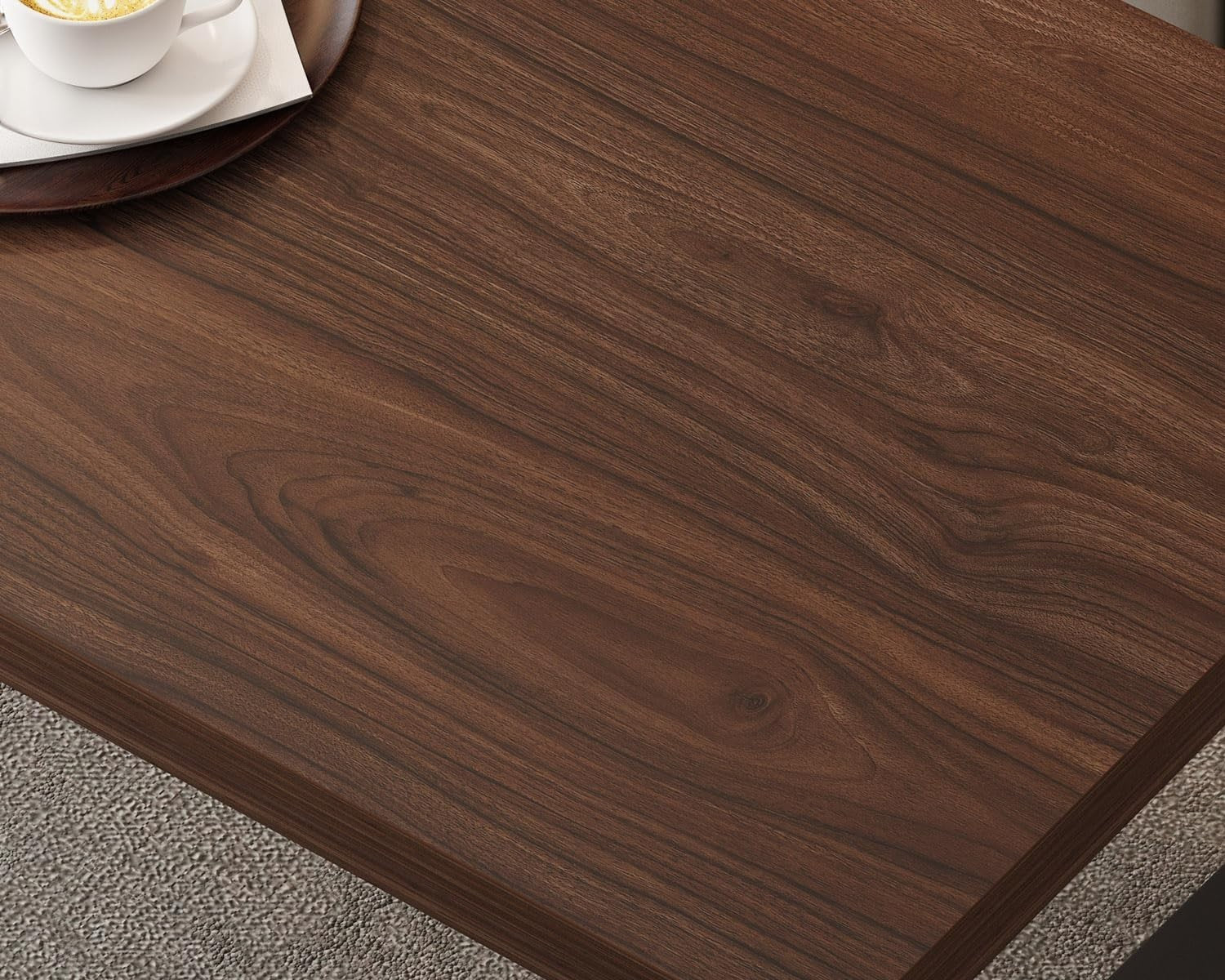 Walnut Oak Coffee Table 100x55cm Sturdy Modern Rustic Wood Metal Design