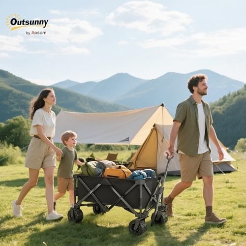Extra Large 140L Folding Trolley Cart Big Wheels Outdoor Utility Wagon