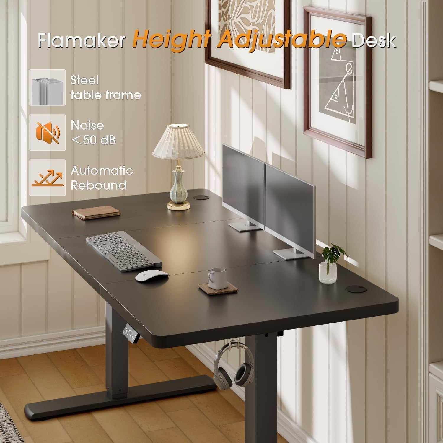 Electric Height Adjustable Desk 100x60cm | Sit Stand Office Table Black
