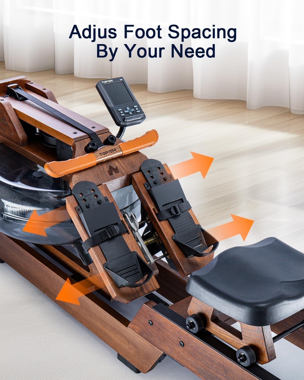 Oak Wood Water Rowing Machine Bluetooth LCD Home Rower 400LB Capacity